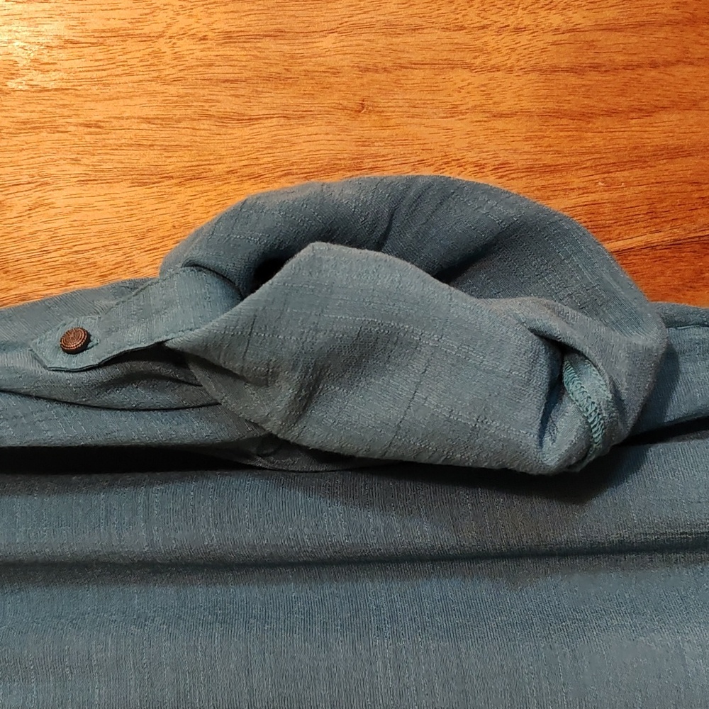 Bit & Bridle Womens Flowy Popover Blouse Teal Convertible ¾-Sleeves High-Low 3X - Picture 7 of 8
